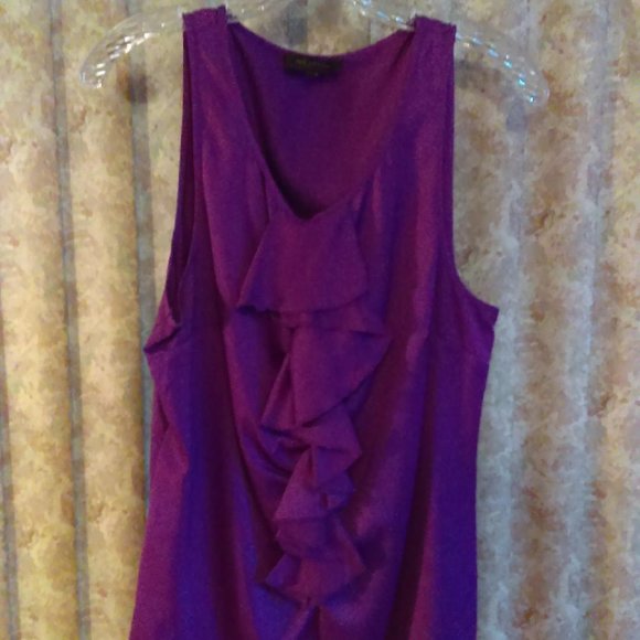 The Limited Tops - Purple ruffle front v-neck top The Limited